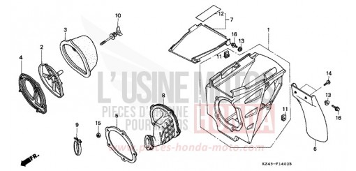 AIR CLEANER (CR125RP/RR/RS/RT/RV) CR125RP de 1993